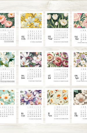 Calendario mensual 2027, diseƱo flores
