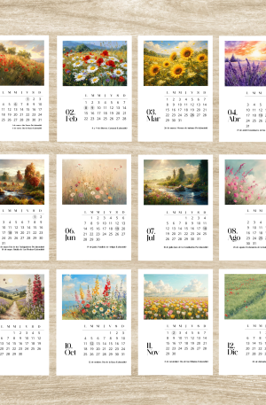 Calendario mensual 2027, diseƱo paisajes