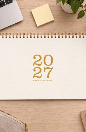 Planificador semanal A4 2027 con fechas y horarios - DiseƱo neutro