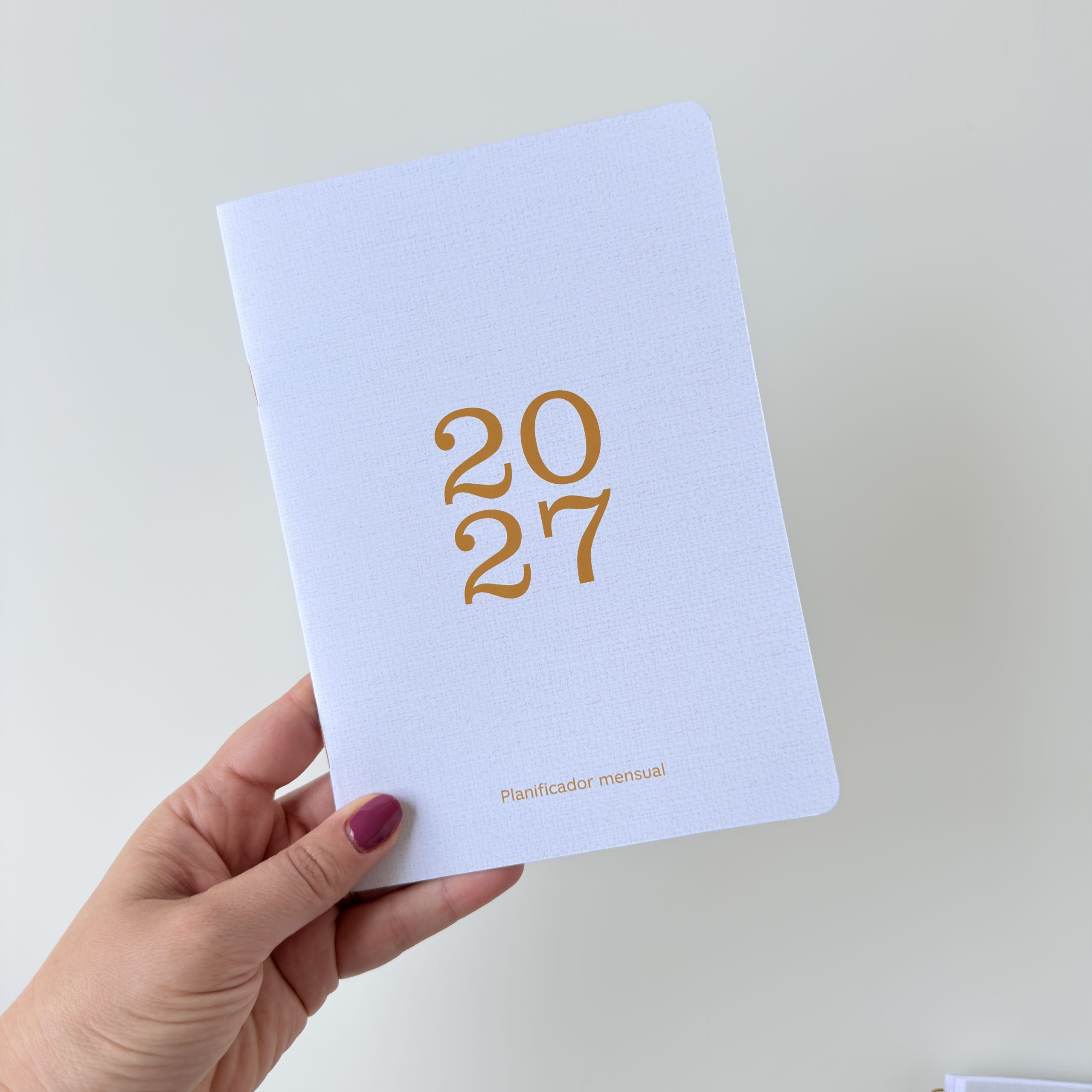 Planificador mensual 2027 para engrampar o coser, diseño neutro + diseño floral - Imagen 2