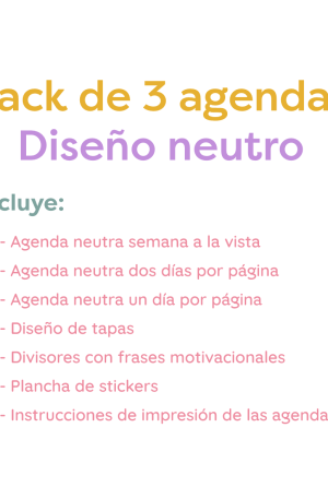 Pack de 3 agendas neutras 2027