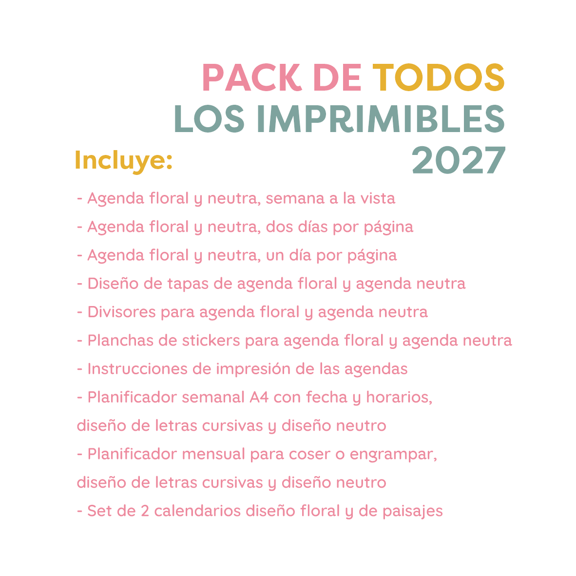 Pack completo de todos los imprimibles 2027